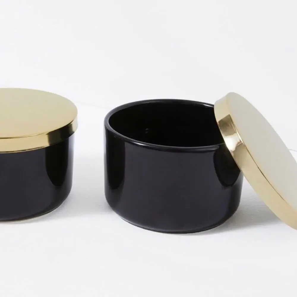 Z Gallerie Canisters Multi-Use Storage Duo Fabfitfun FFF Summer 2022 NEW Black